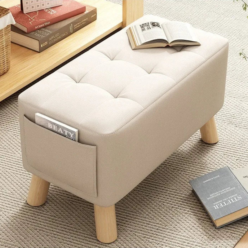 Wood Shoe Stool - Solid Square Entryway Stool