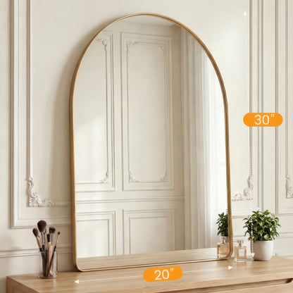 Groove Arched Full-Length Rounded Rectangle Wall Mirror - Matte Metal Frame