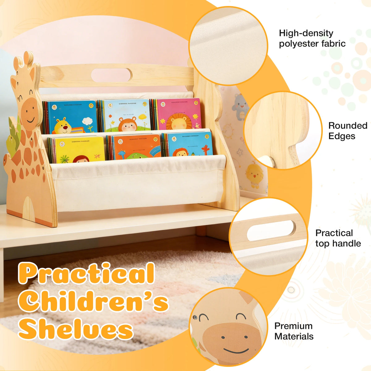 Baby Bookshelf - 2 Tier Montessori Wood Book Rack