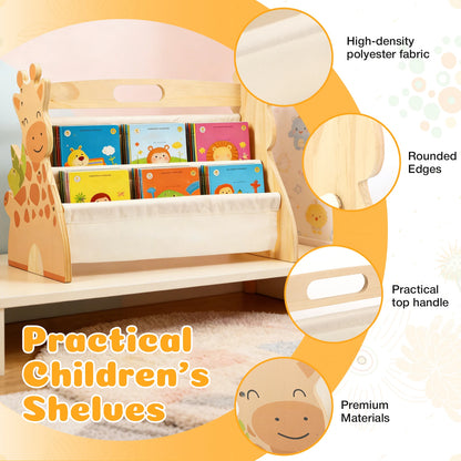 Baby Bookshelf - 2 Tier Montessori Wood Book Rack