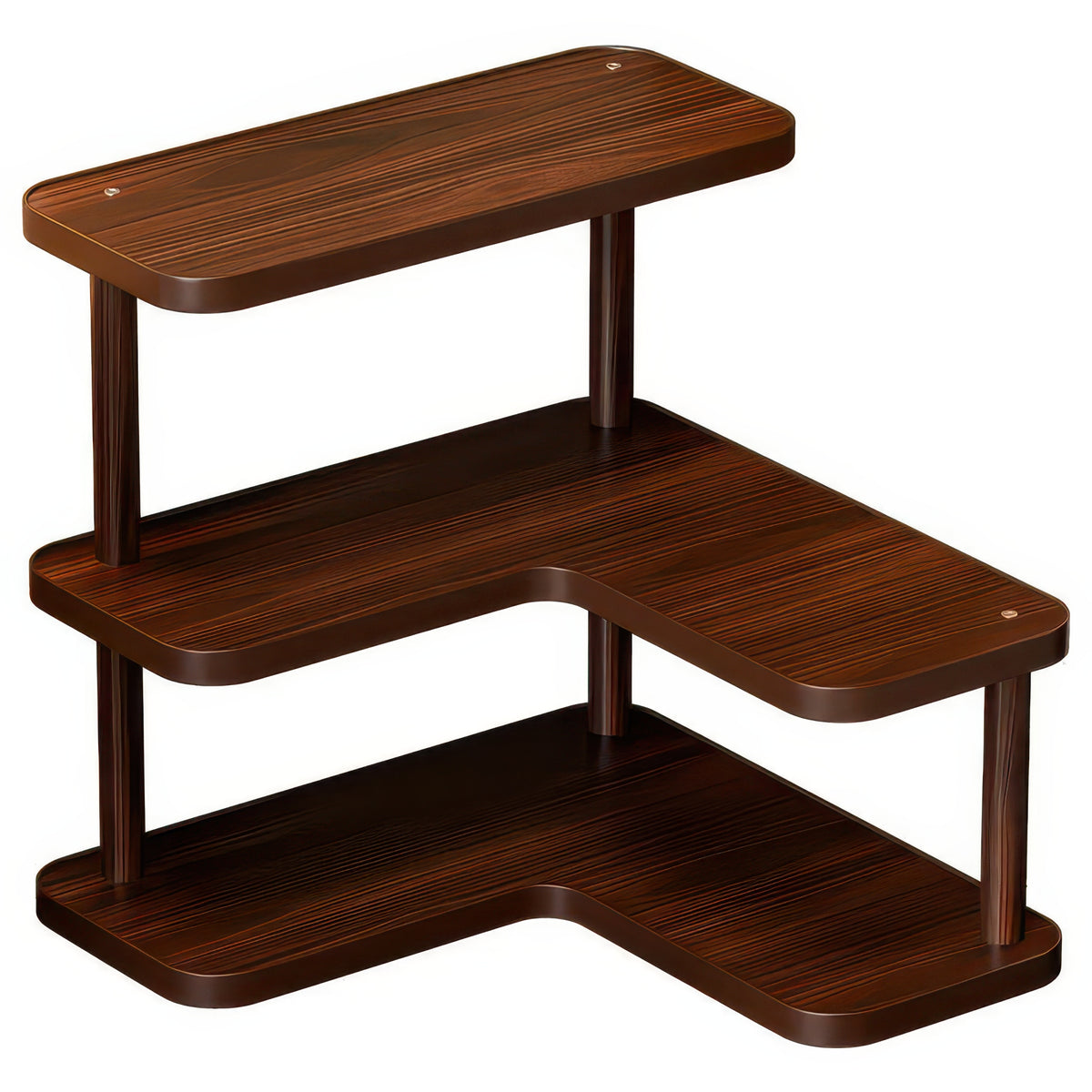 Premium Bamboo Corner Desktop Multi-Layer Storage Shelf - Corner Organizer