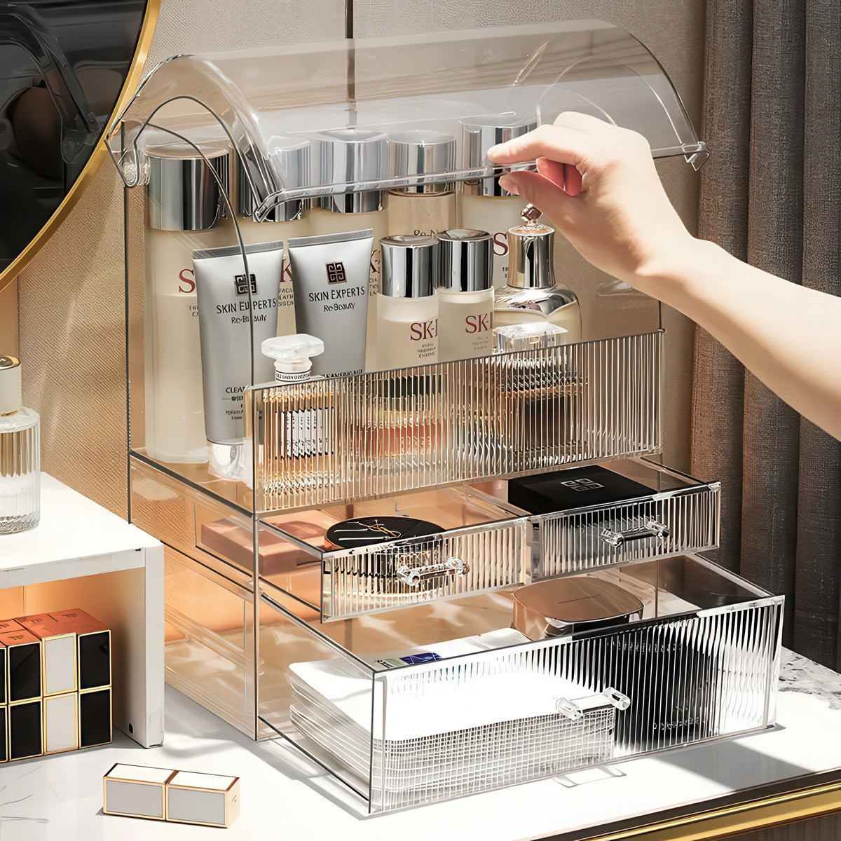 Clear Acrylic Drawer Organizer – Large Makeup & Perfume Storage