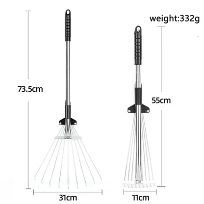 Steel Garden Rake - Retractable Handle Multi-Tool Rake