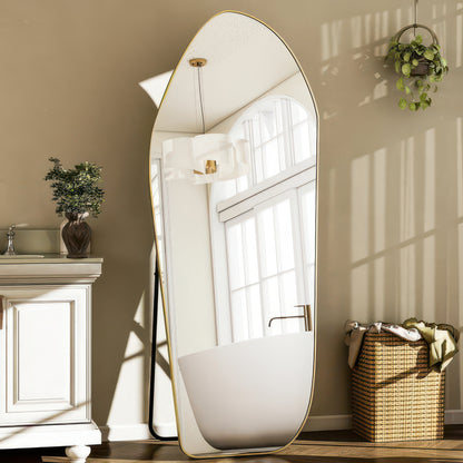 BEAUTYPEAK 67"x24" Irregular Full-Length Floor Mirror with Aluminum Frame