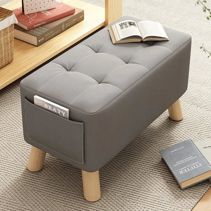 Wood Shoe Stool - Solid Square Entryway Stool