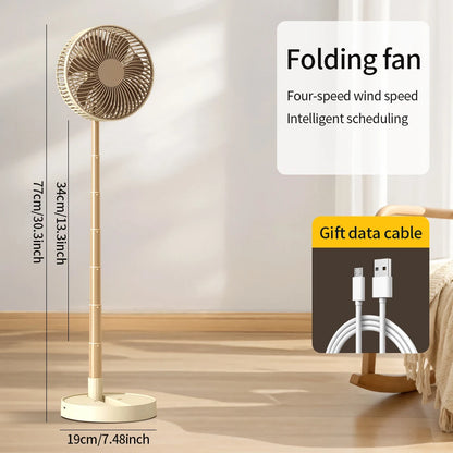 Foldable USB Rechargeable Fan with Four Speeds and Timer