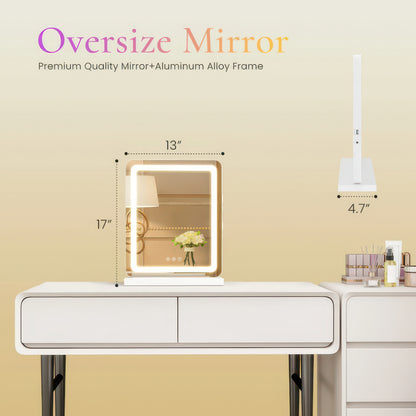 JHK LED Vanity Mirror with Lights, Aluminum Frame, Dimmable 3 Color Modes, Memory Function