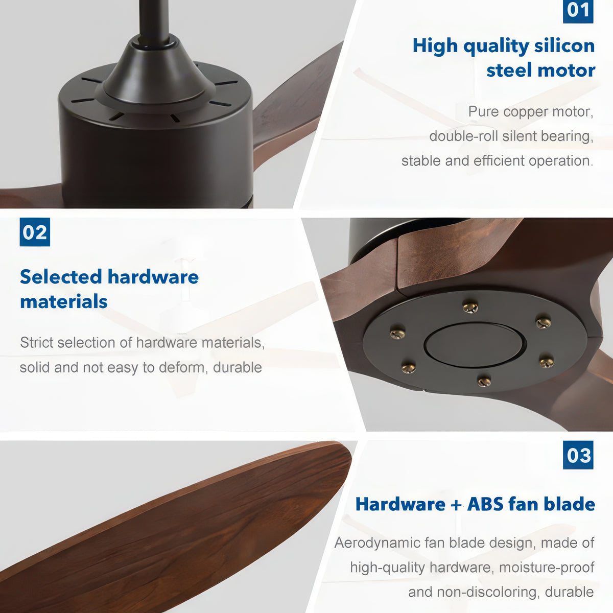 36/42/52/60-Inch Ceiling Fan with Six Speeds, No Light