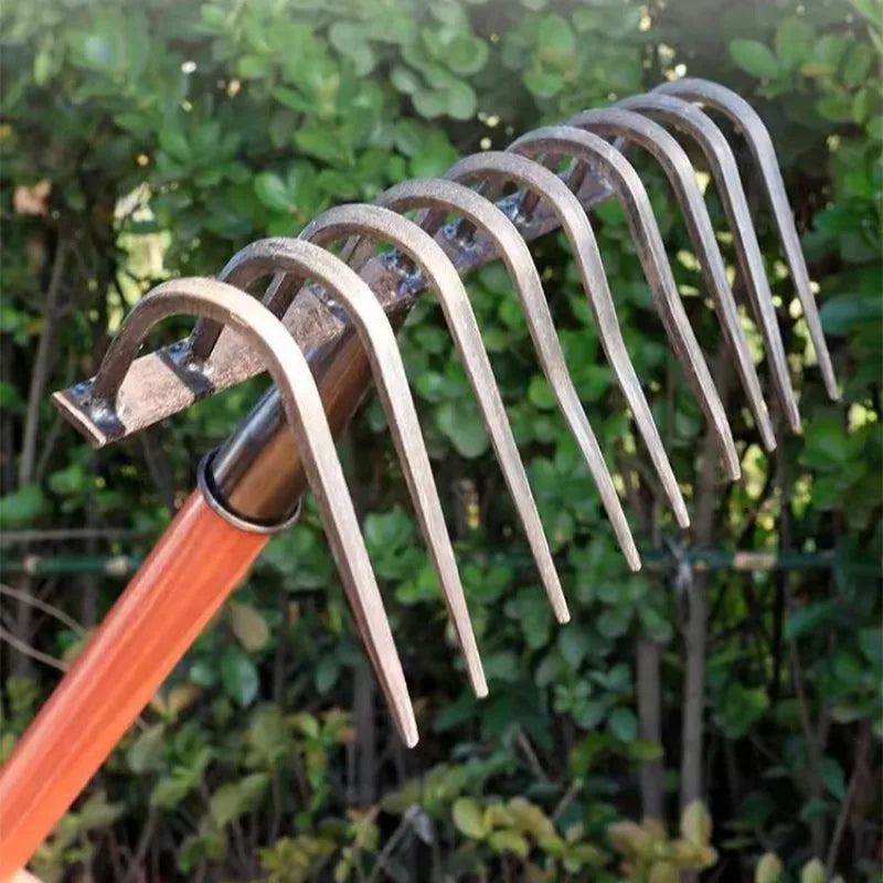Garden Nail Rake - 9-Tooth Manganese Steel Rake