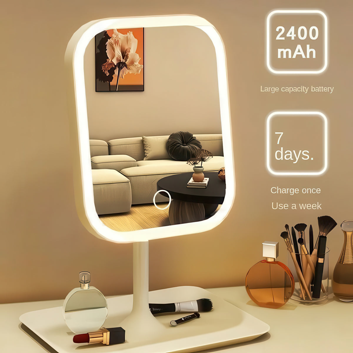 LED Vanity Mirror – Touch Control Desktop Dressing Mirror