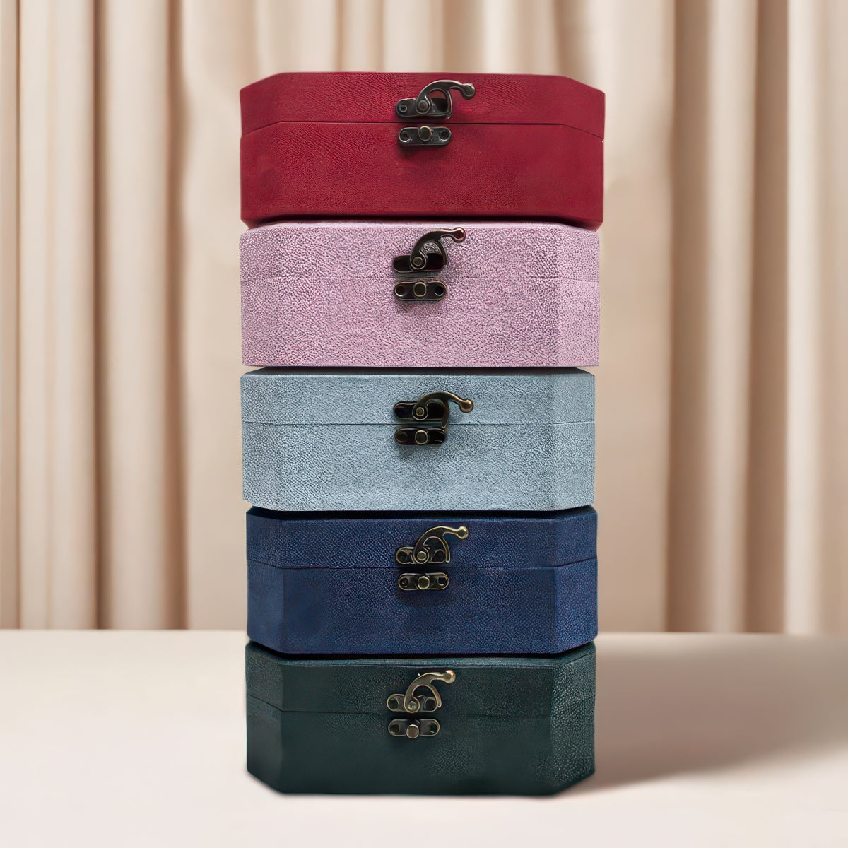 Vintage Octagon Double-Layer Jewelry Box, Large Capacity
