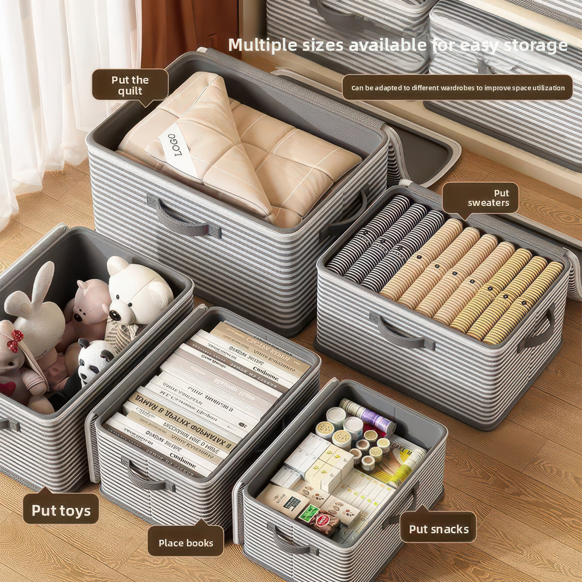 Foldable Lockable Storage Box for Clothes, Blankets, and Toys