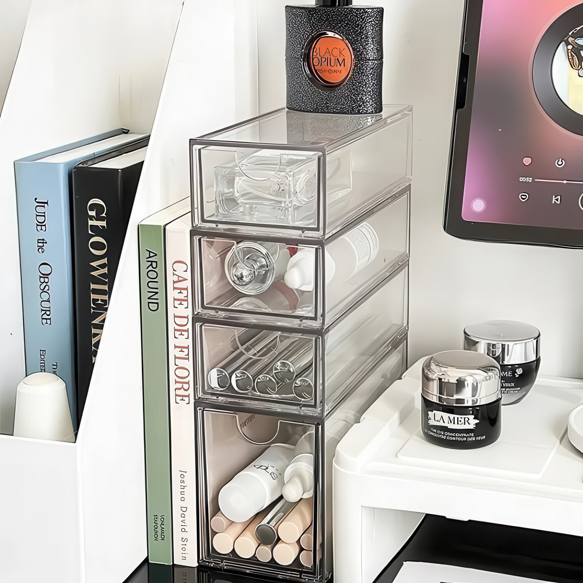 Acrylic Makeup Organizer – Dust-Proof Desktop Storage Box