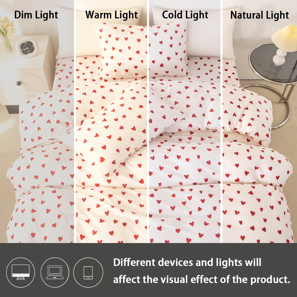 Printed Duvet Cover Set – Red Heart 3pcs Bedding Set