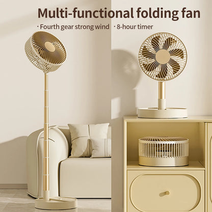 Foldable USB Rechargeable Fan with Four Speeds and Timer