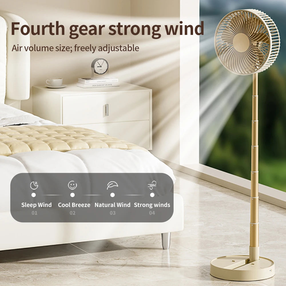 Foldable USB Rechargeable Fan with Four Speeds and Timer