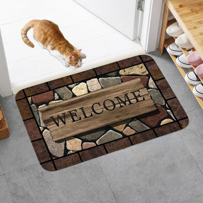 Floral Welcome Mat - Graphic Anti-Slip Small Mat