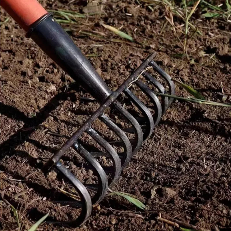 Garden Nail Rake - 9-Tooth Manganese Steel Rake