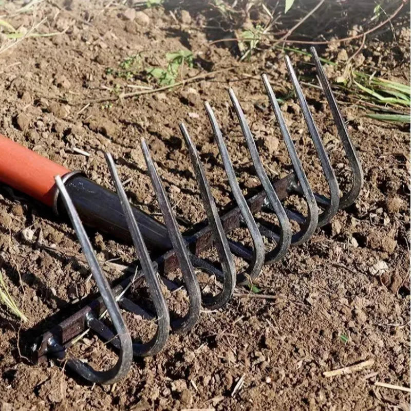 Garden Nail Rake - 9-Tooth Manganese Steel Rake