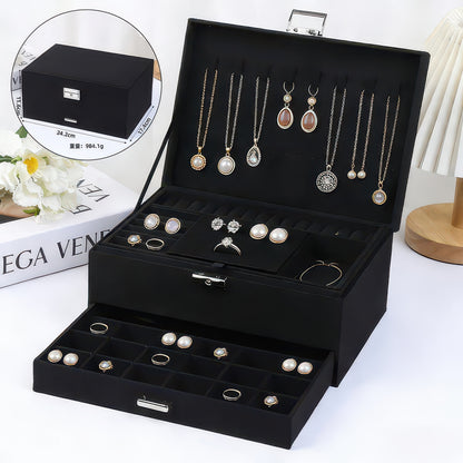 Lockable Travel Jewelry Organizer Box, 2 and 3 Layer Options