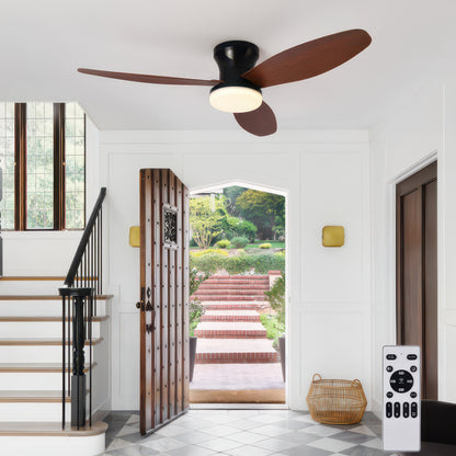 Three-Blade Ceiling Fan with Dimmable Light and Remote