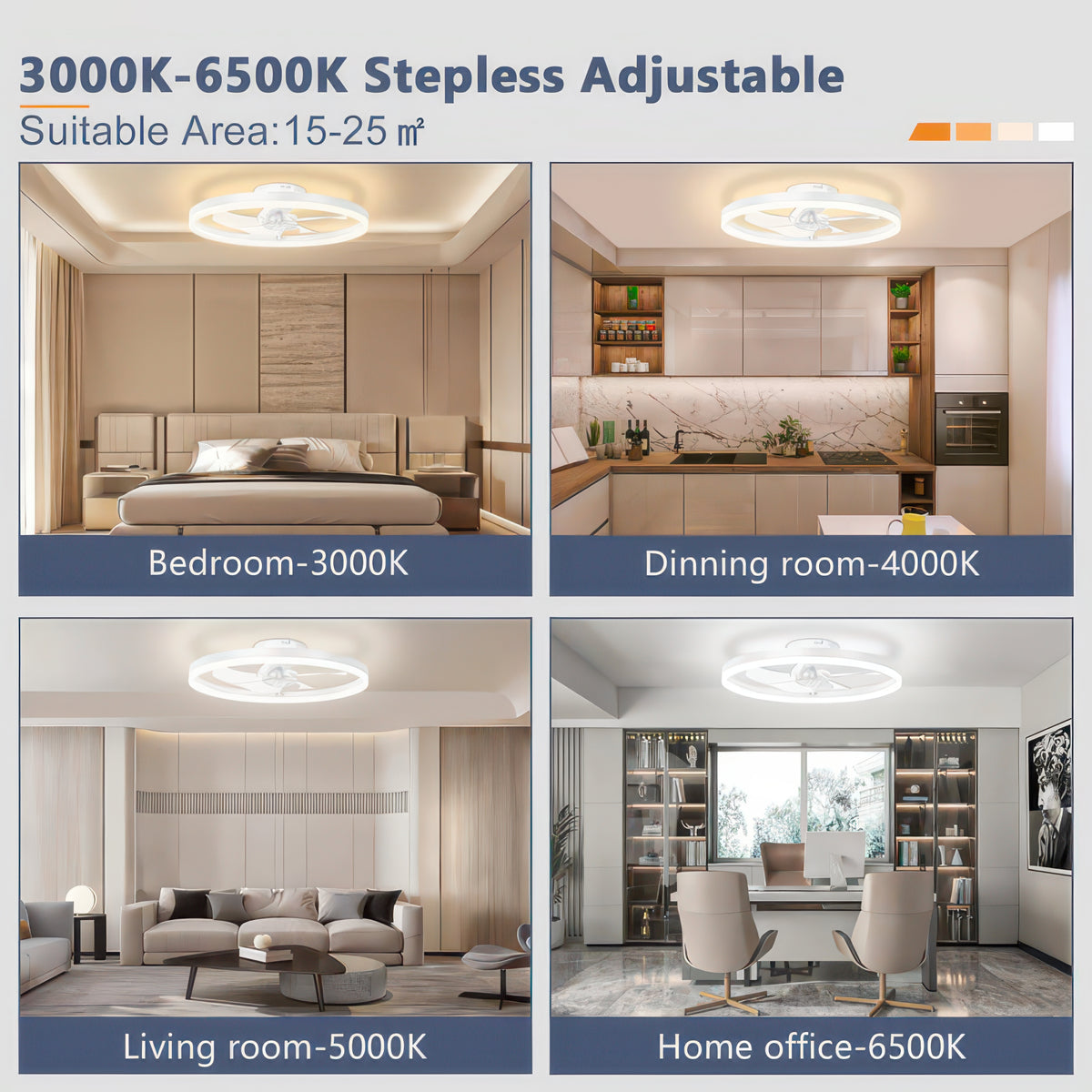 50cm Dimmable Ceiling Fan Light with Remote and Six Speeds
