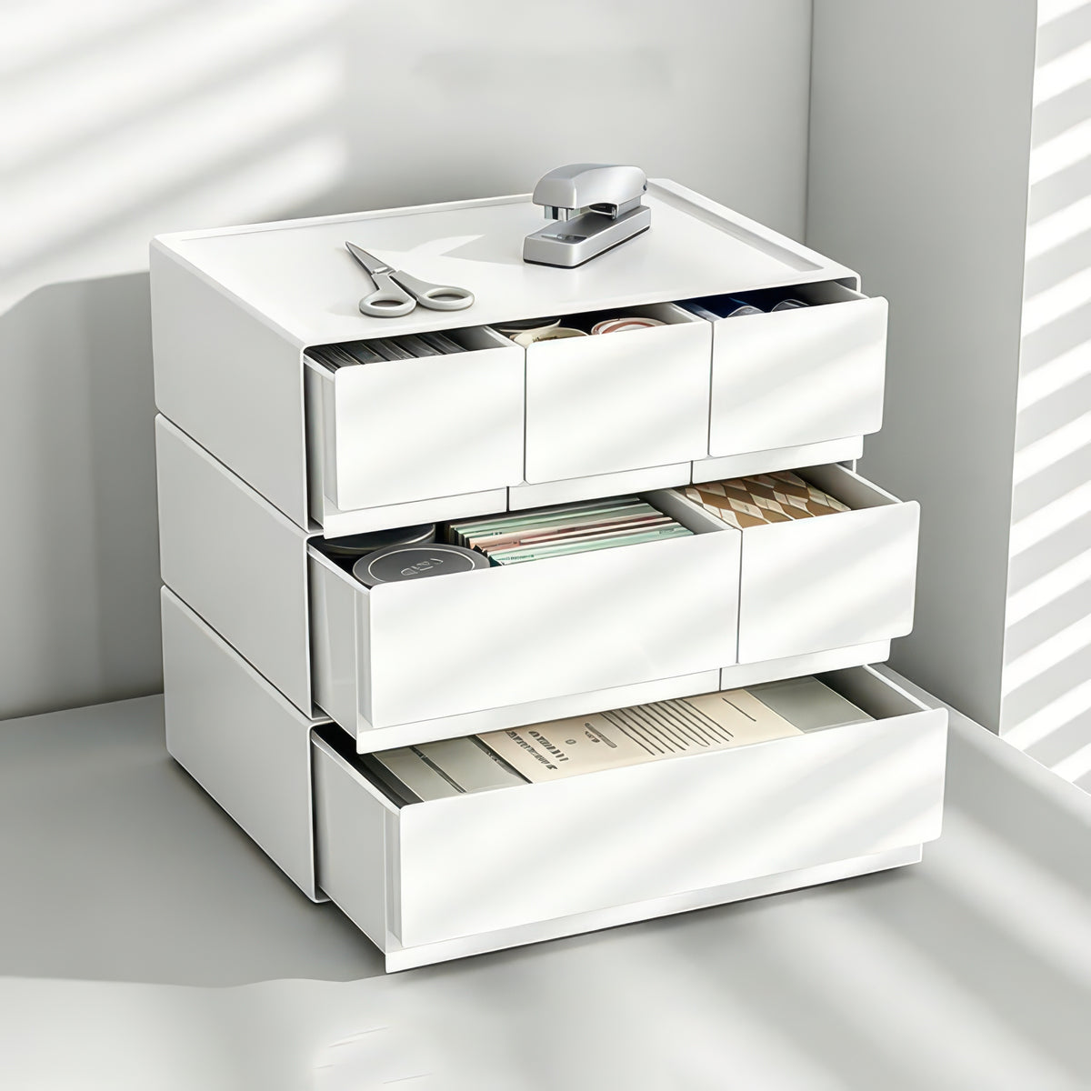 Desktop Multi-Layer Stackable Cosmetic Organizer Drawer Jewelry Box for Office