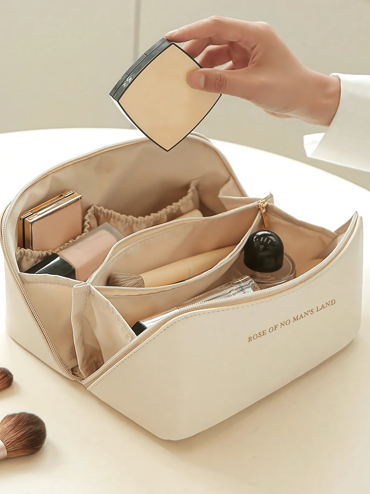 Leather Makeup Bag – Large Travel Toiletry Organizer