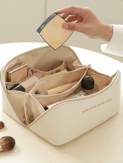 Leather Makeup Bag – Large Travel Toiletry Organizer