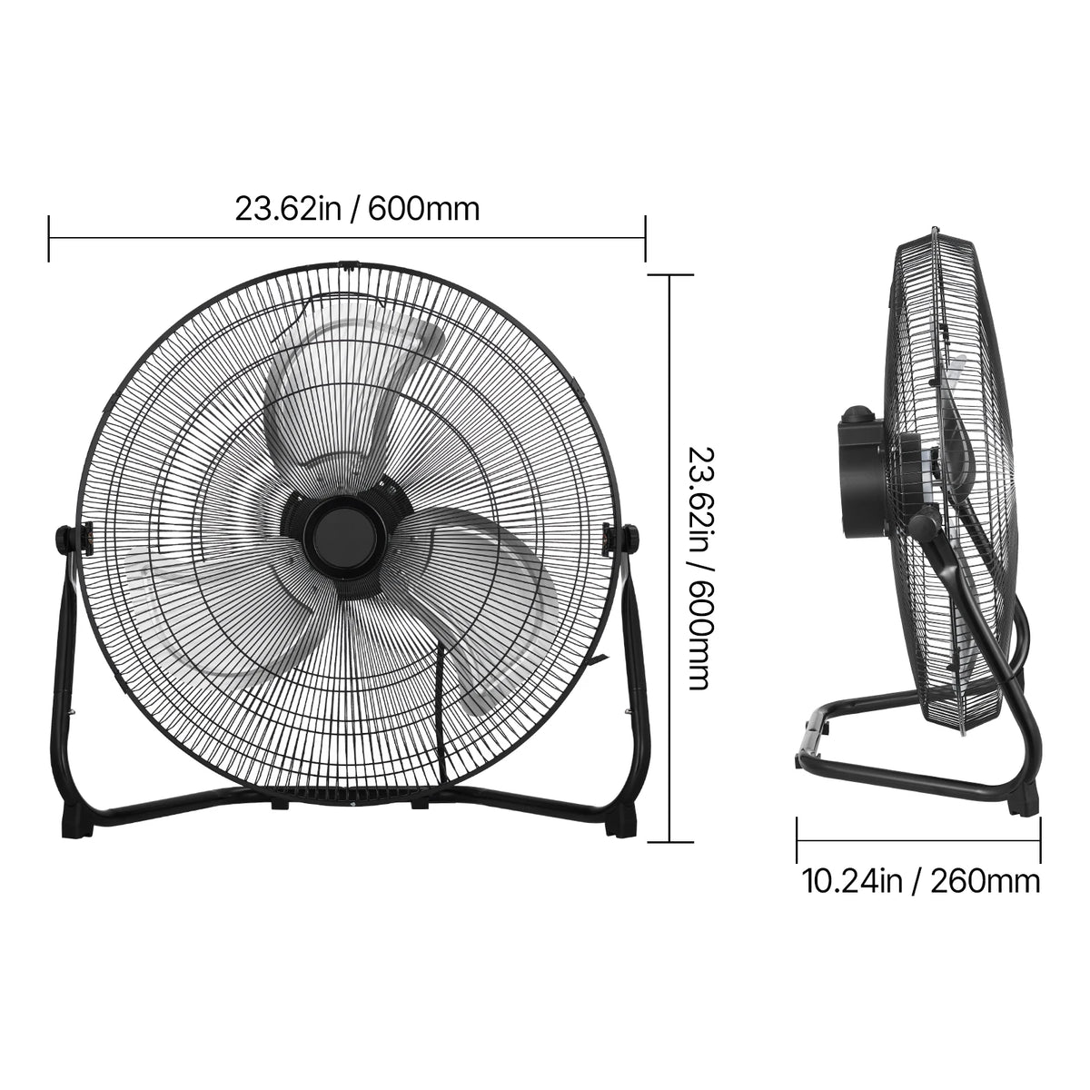 14/18/20-Inch Industrial Floor Fan with Three Speeds