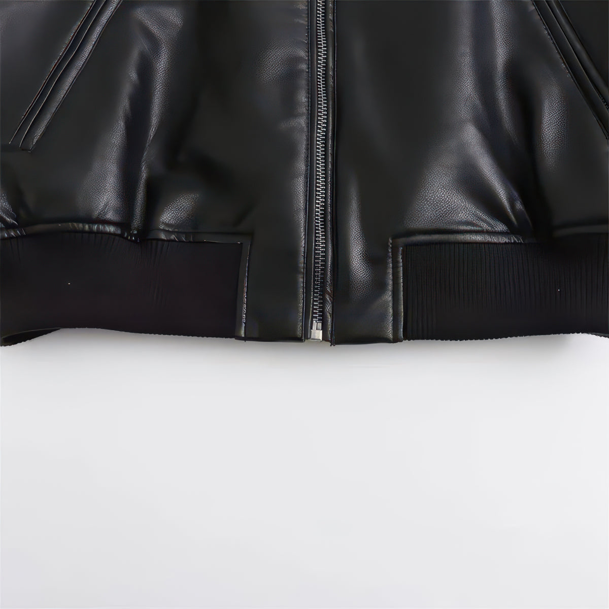 Women's Short Faux Leather Pilot Jacket, Slim Zip-Up Coat for Autumn