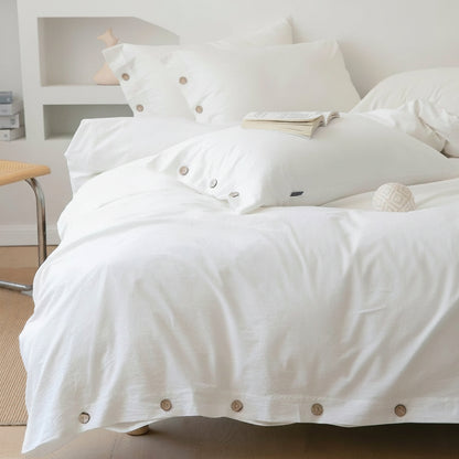 Cotton Duvet Cover Set – 3pcs Solid Twist King Size Bedding