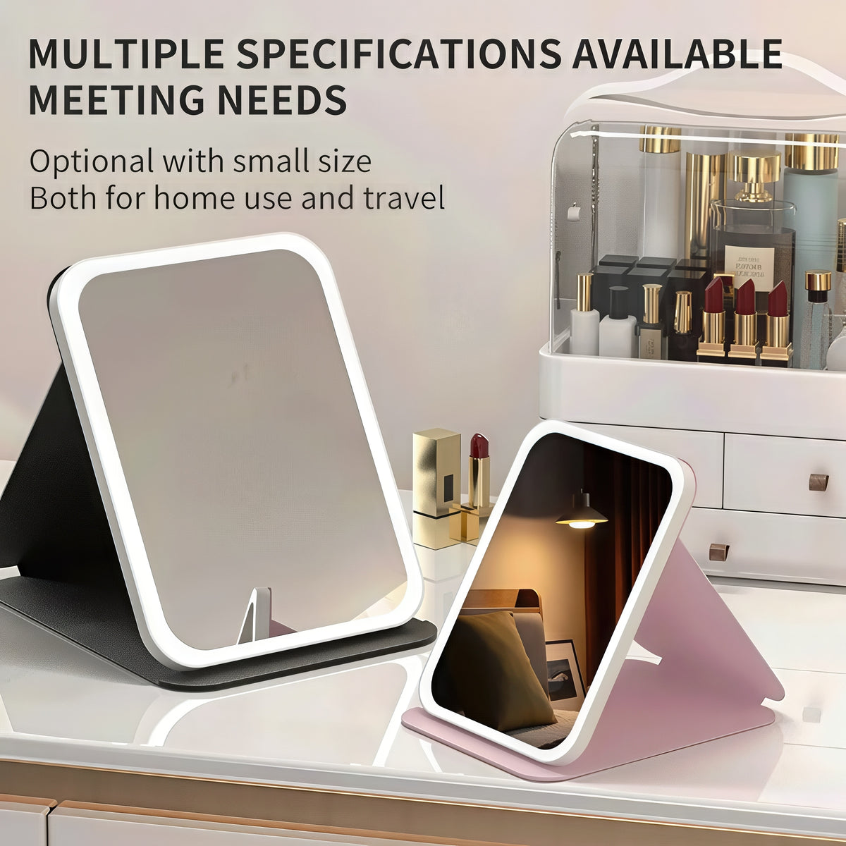 LED Makeup Mirror – Dimmable Folding Vanity Mirror