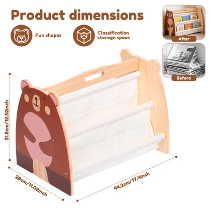Baby Bookshelf - 2 Tier Montessori Wood Book Rack