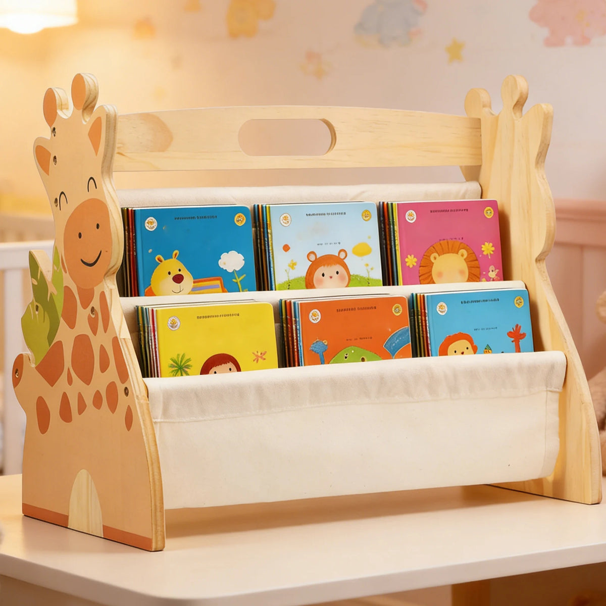 Baby Bookshelf - 2 Tier Montessori Wood Book Rack