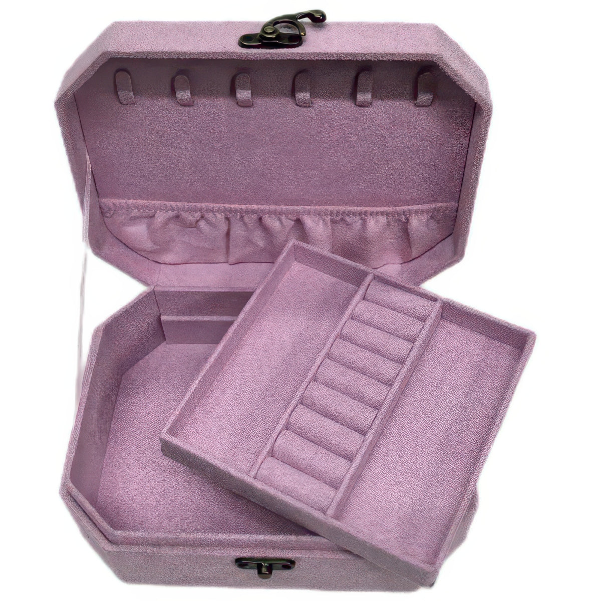 Vintage Octagon Double-Layer Jewelry Box, Large Capacity