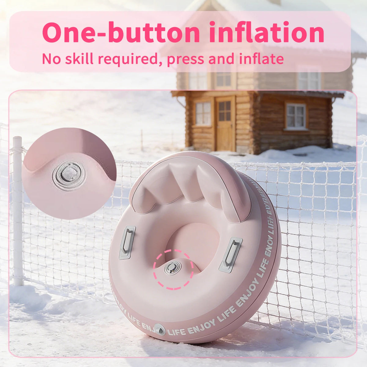 Snow Tube with Backrest - Large Ski Ring with Handles