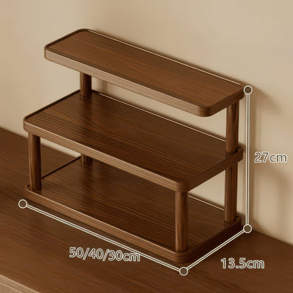 Multilayer Wooden Storage Rack - Space-Saving Teacup & Mug Stand