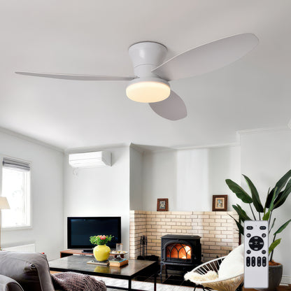 Three-Blade Ceiling Fan with Dimmable Light and Remote
