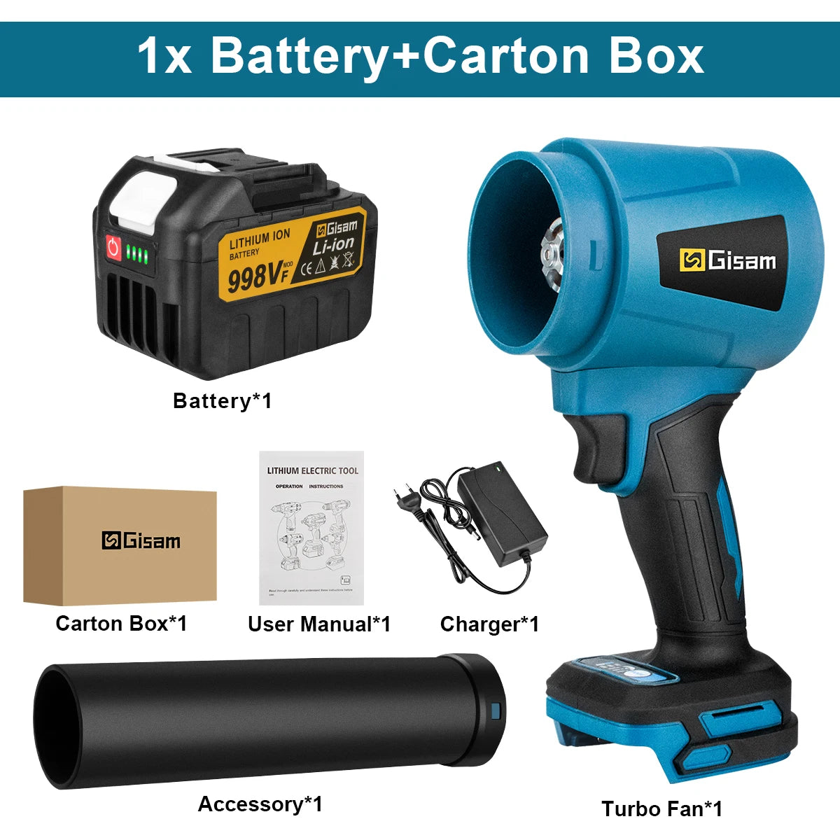 Brushless Leaf Blower - Gisam 300000RPM Turbo Blower