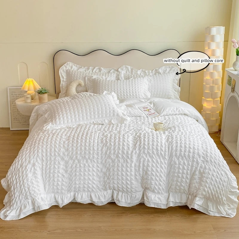 Seersucker Duvet Cover – Korean Lace 3pcs Bedding Set