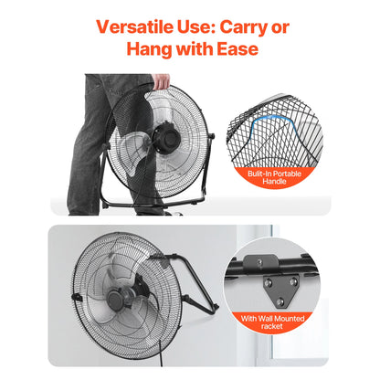 14/18/20-Inch Industrial Floor Fan with Three Speeds
