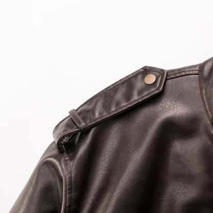 Women's Leather-Effect Blazer Jacket with Stand Collar, All-Season Streetwear