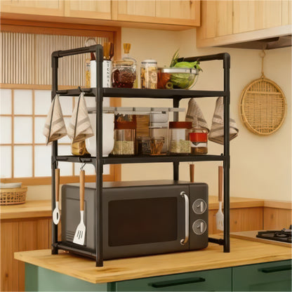 Heavy Duty Kitchen Baker's Rack Floor Standing Microwave Oven Stand, 2-Tier Storage