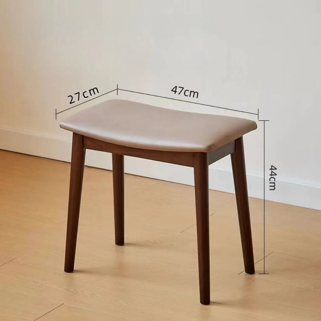 Vanity Stool - Saddle Cushion Wood Leg Stool