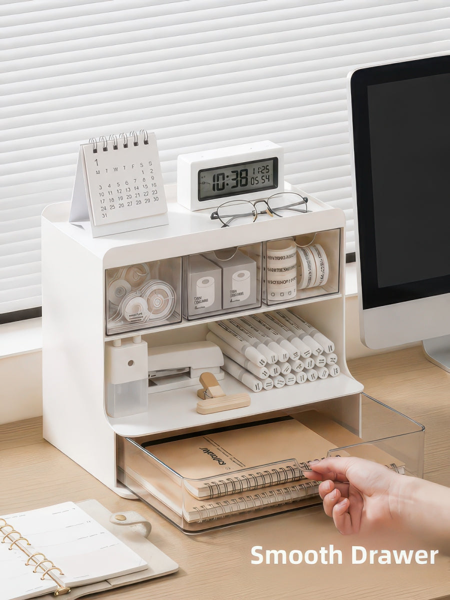 Desktop Drawer-Style Multi-Layer Plastic Organizer for Office & Student Desks