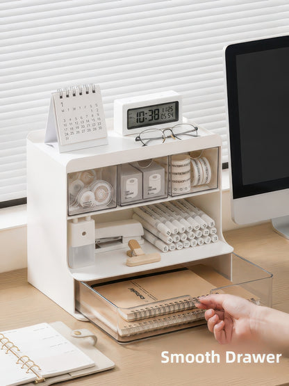 Desktop Drawer-Style Multi-Layer Plastic Organizer for Office & Student Desks