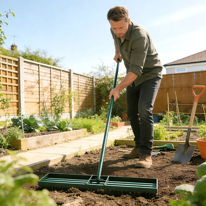 Lawn Leveling Rake - Adjustable Handle Grading Rake