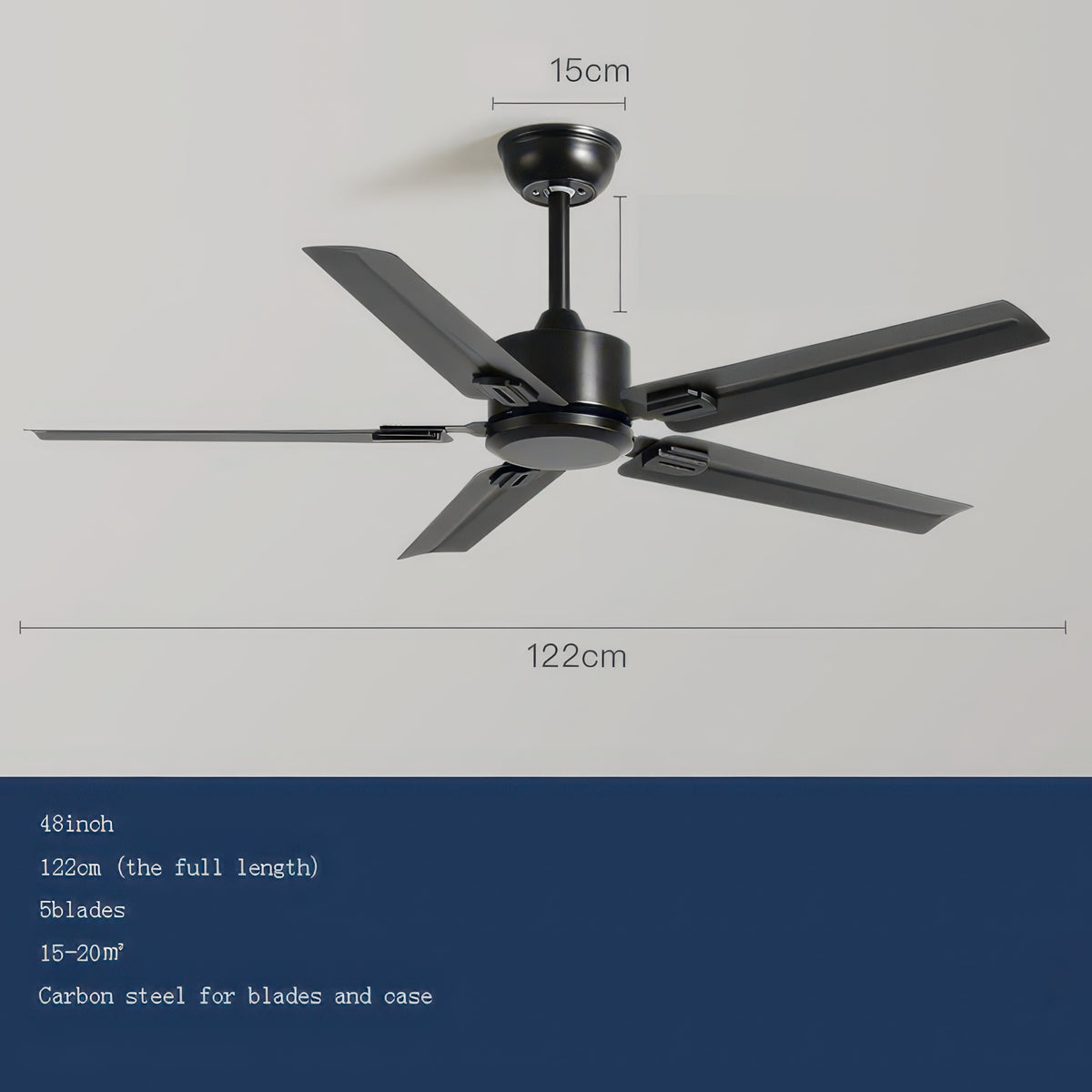 Modern 60-Inch Ceiling Fan for Home – 5 Blades, Indoor/Outdoor