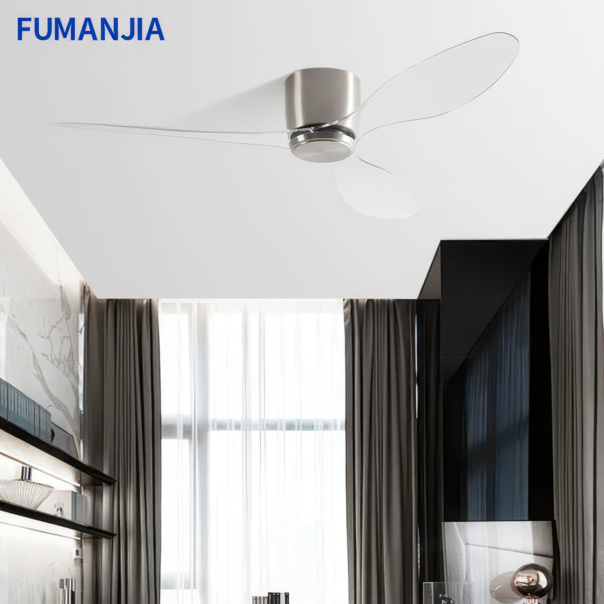 42/52-Inch Ceiling Fan with Transparent Blades and Remote